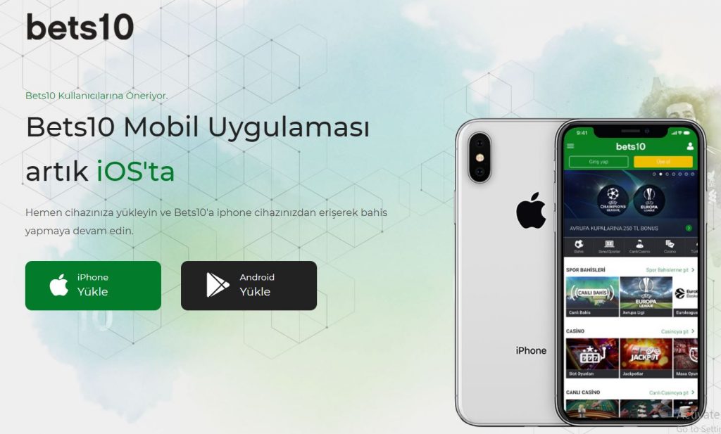 Bets10 iOS uygulaması Bets10'da